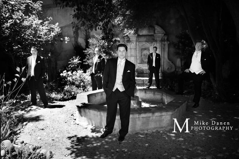 Wedding photographer groomsmen carmel mission mike danen