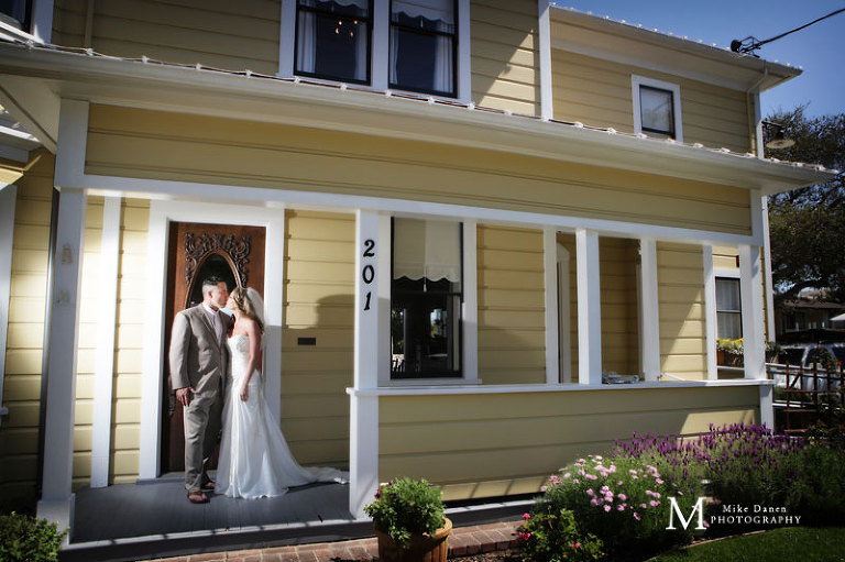 Bride and groom at The Perry House Monterey