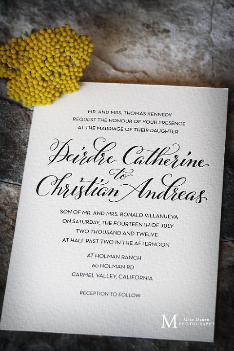 Invitation for wedding at Holman Ranch