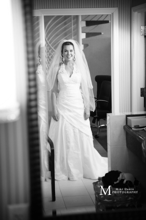 Beautiful bride in mirror